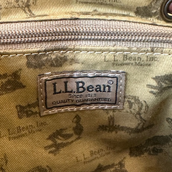 🌟2xHP🌟VTG 1980s-90s L.L. Bean Tan Leather & Tweed Back Pack - Picture 8 of 16